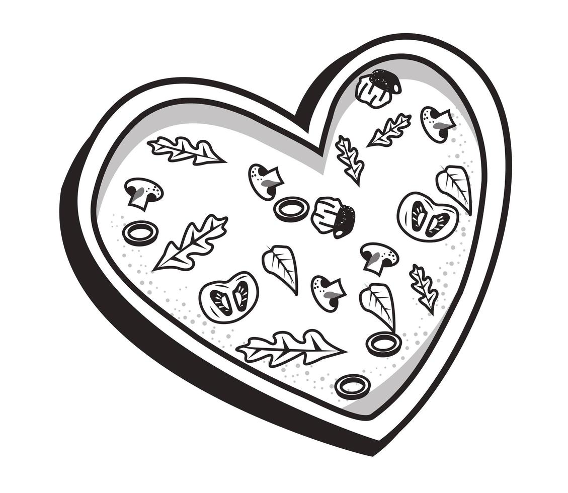 italiand pizza hearted shape vector