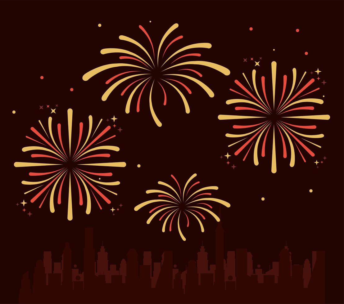 fireworks on the city vector