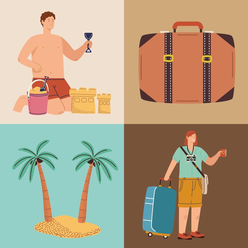 two summer vacations tourists vector