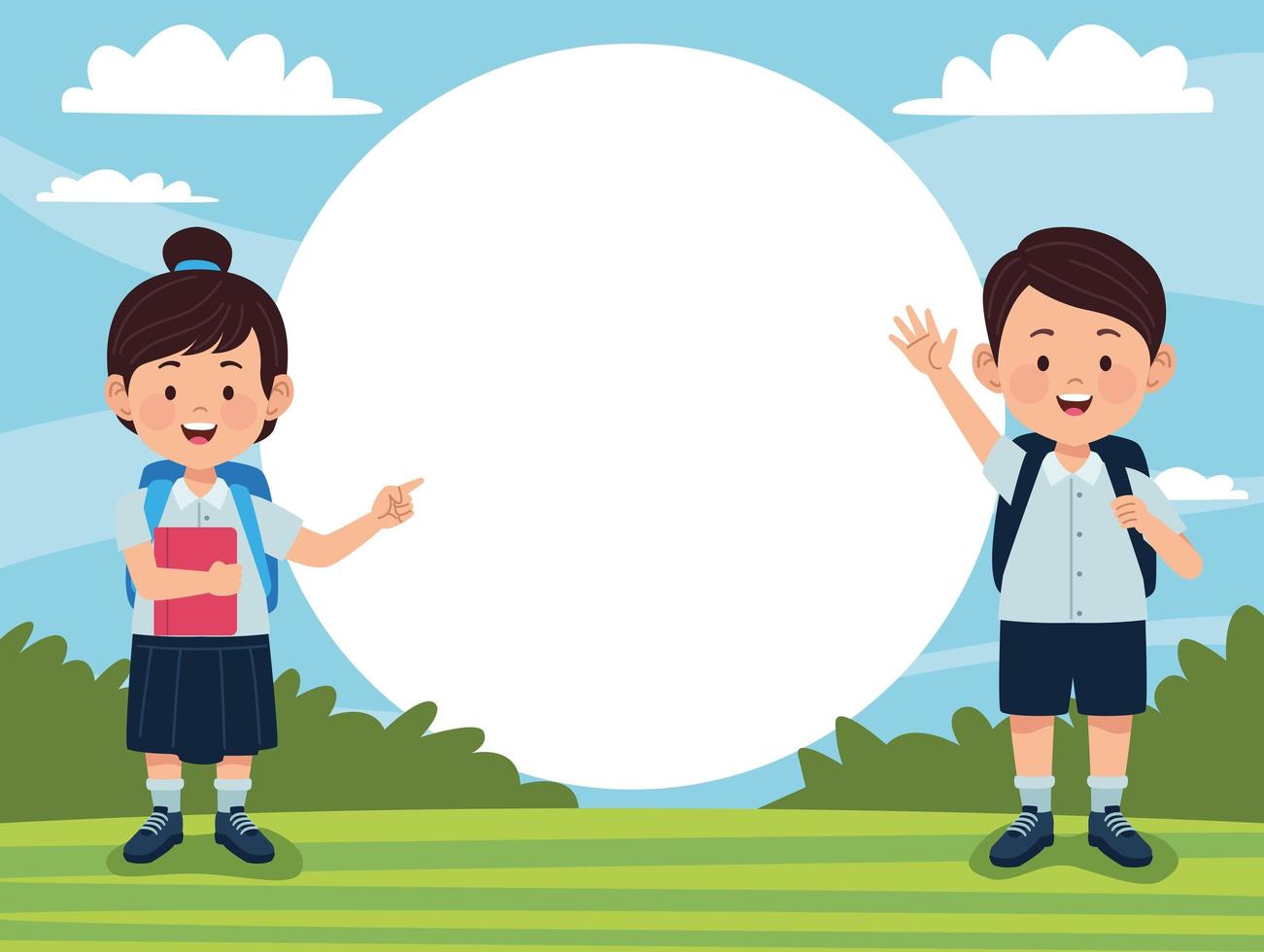 little students couple kids vector