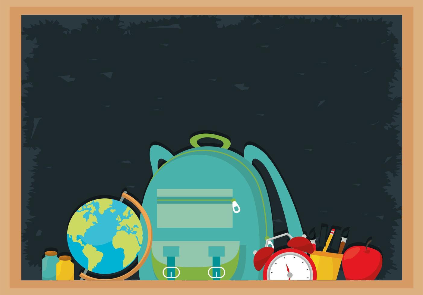 school supplies in chalkboard vector