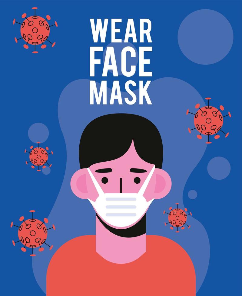 man wearing face mask vector