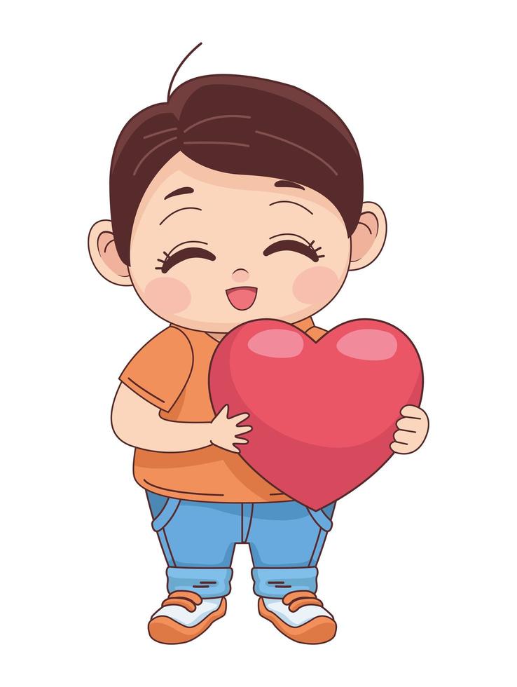 niño pequeño con corazón vector