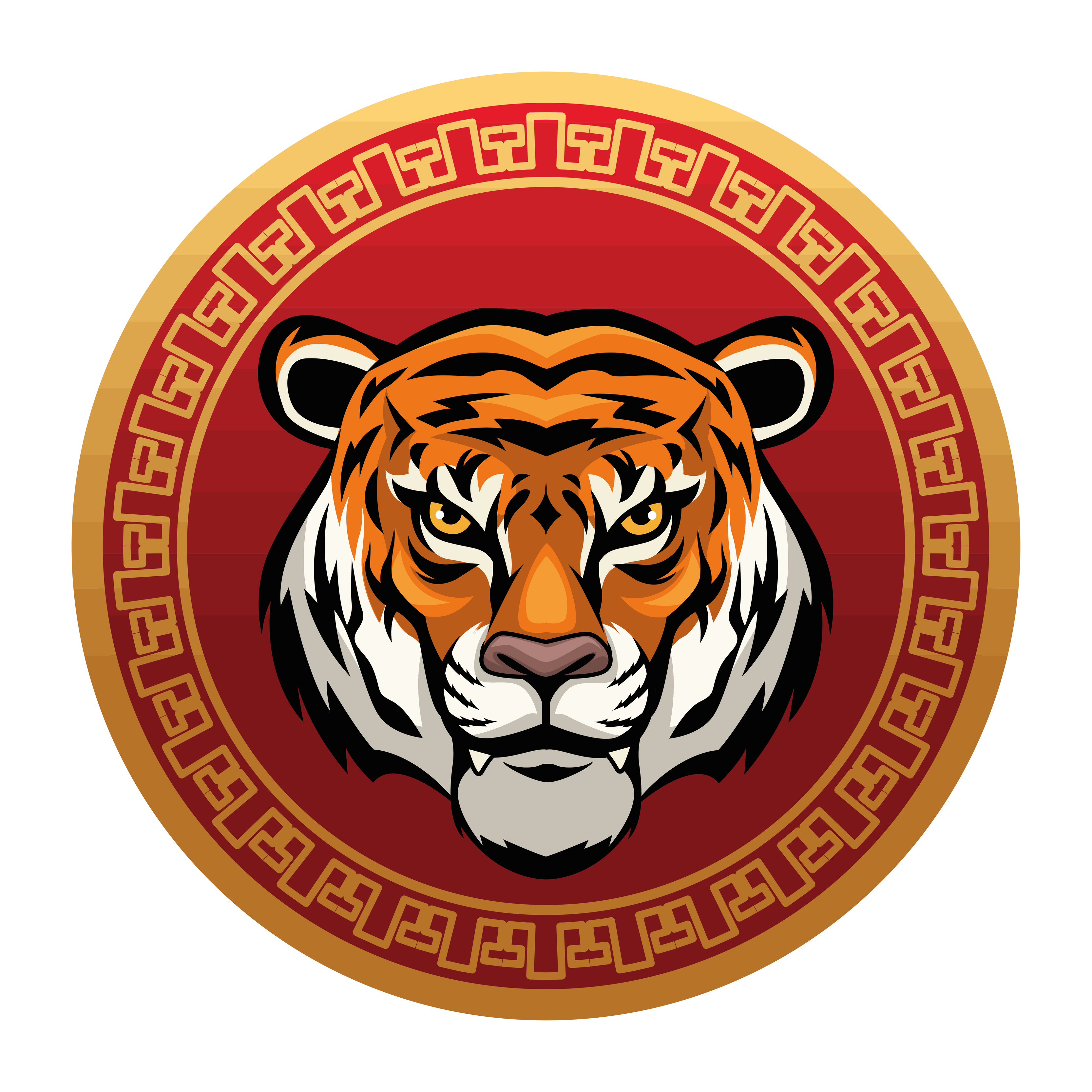 tiger in chinese seal 5407737 Vector Art at Vecteezy