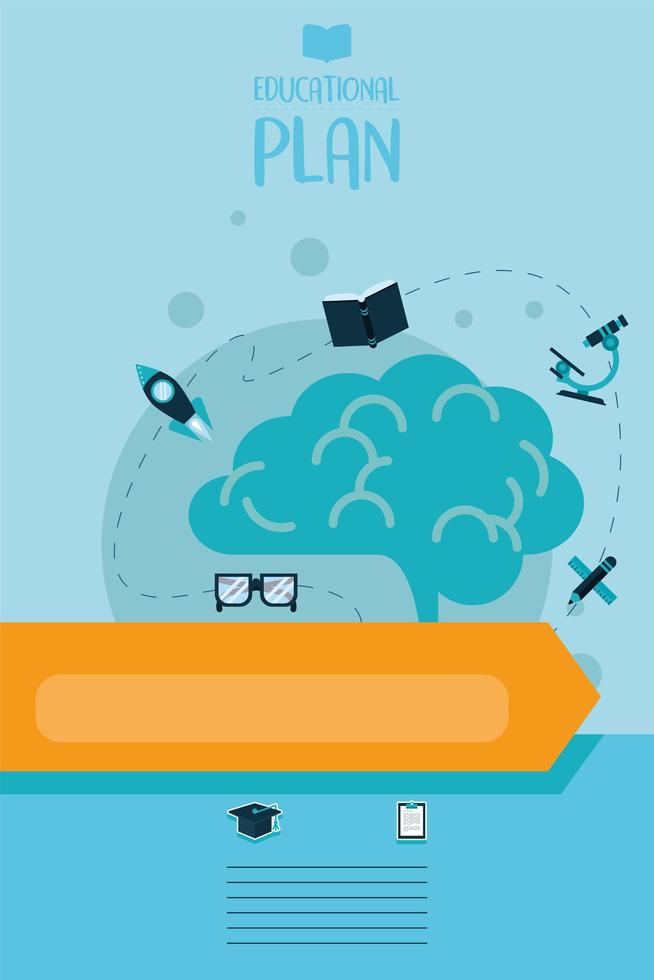 brain and educational icons vector