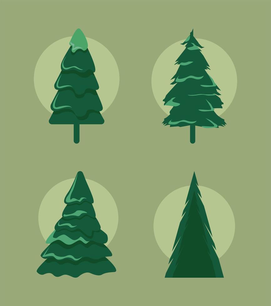 four pines trees vector