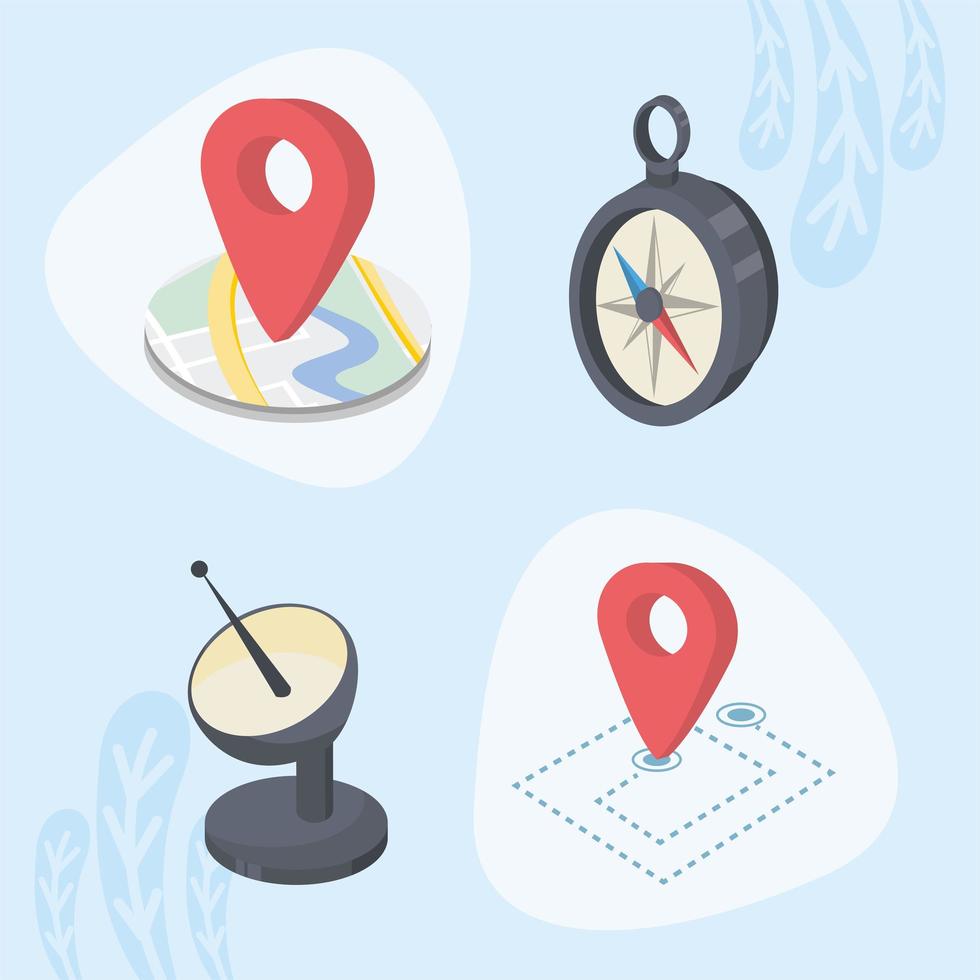 servicio gps cuatro iconos vector