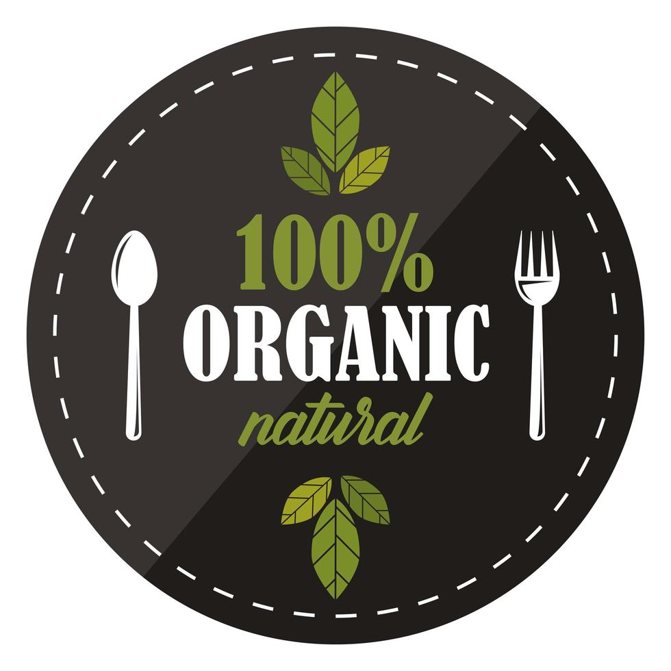 emblema natural 100 por ciento orgánico vector