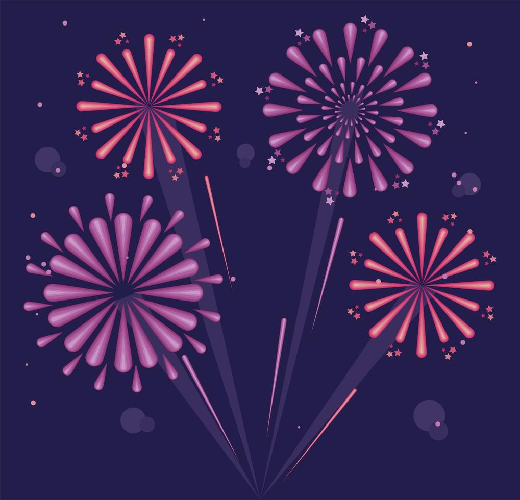 four fireworks in sky vector