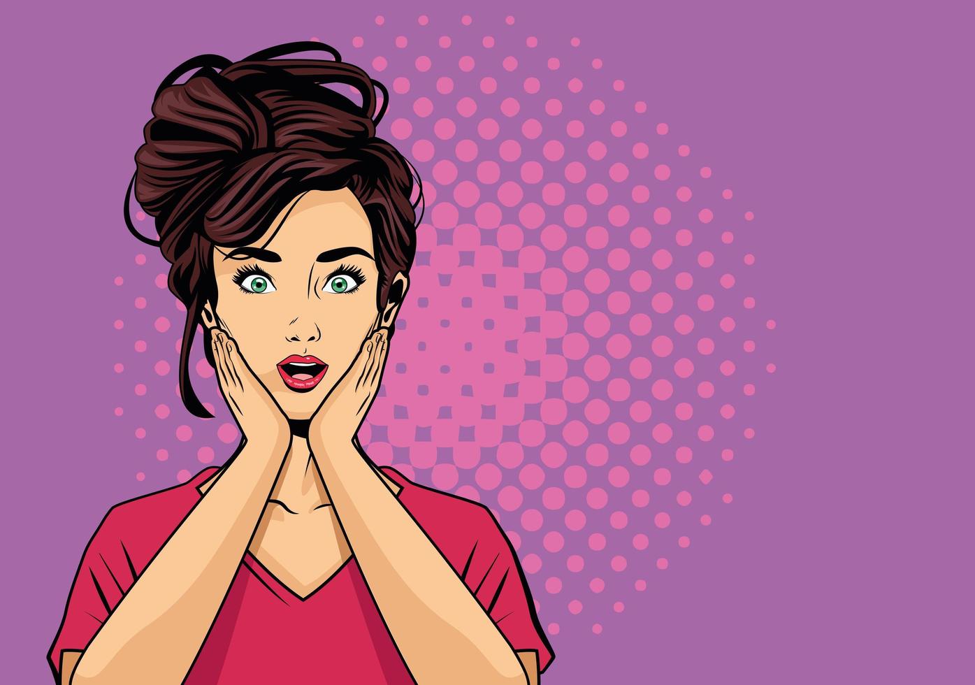 worried woman pop art vector