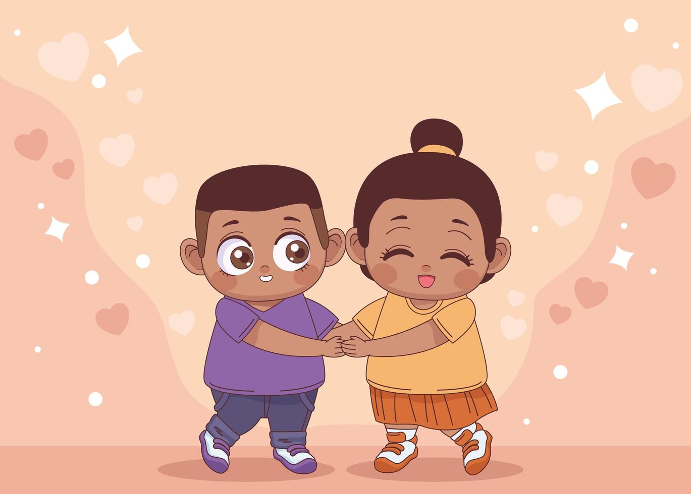 pequeños amantes afro vector