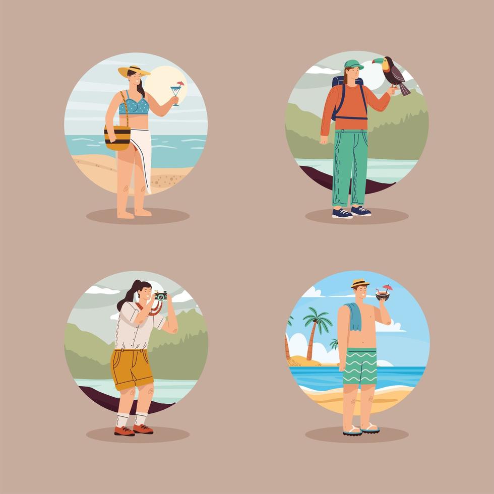 tourist on the beach vector