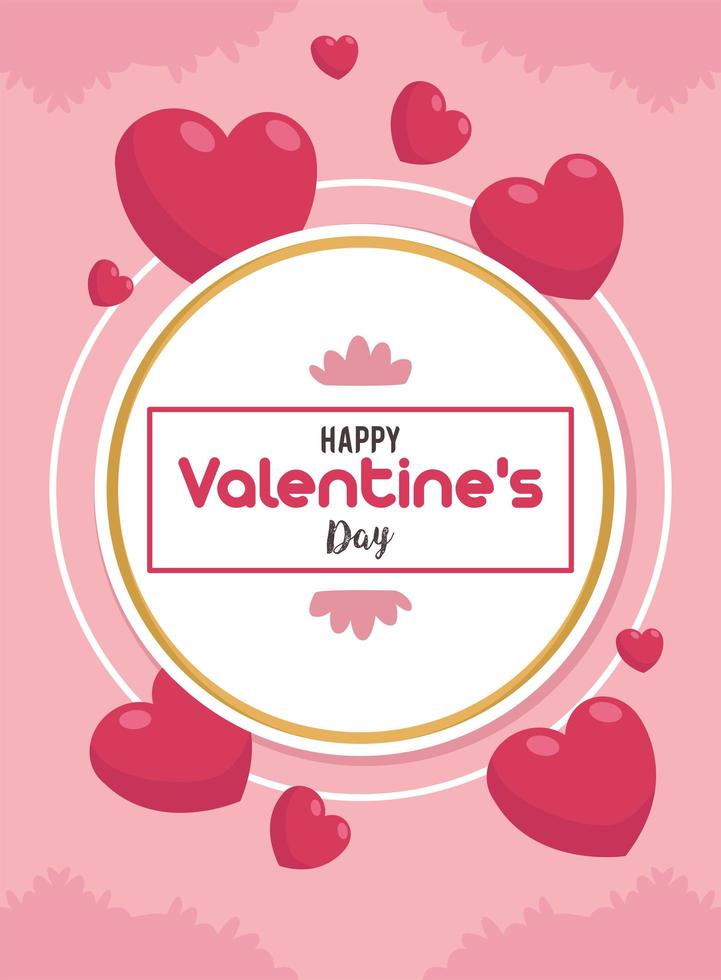 valentines day circular frame vector