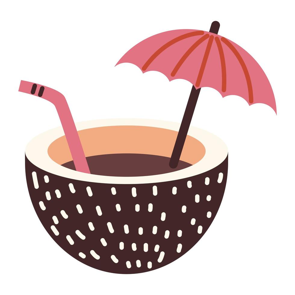 coconut and umbrella vector