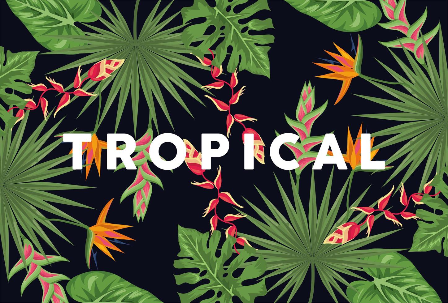 exotic tropical plants background vector