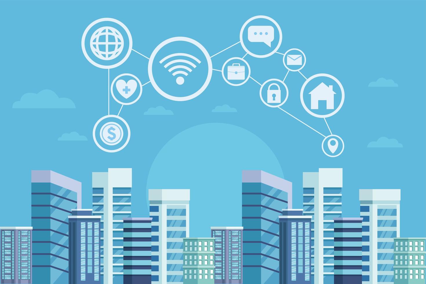 smart city and apps vector