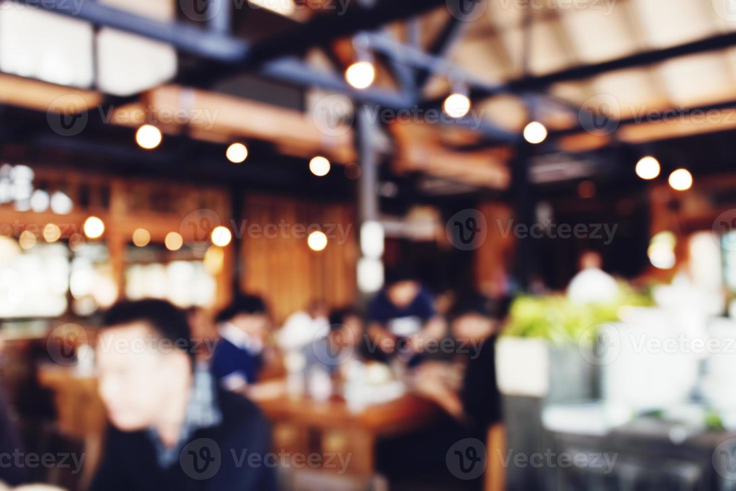 Coffee shop or restuarant with bokeh and blurred background with vintage tones. photo