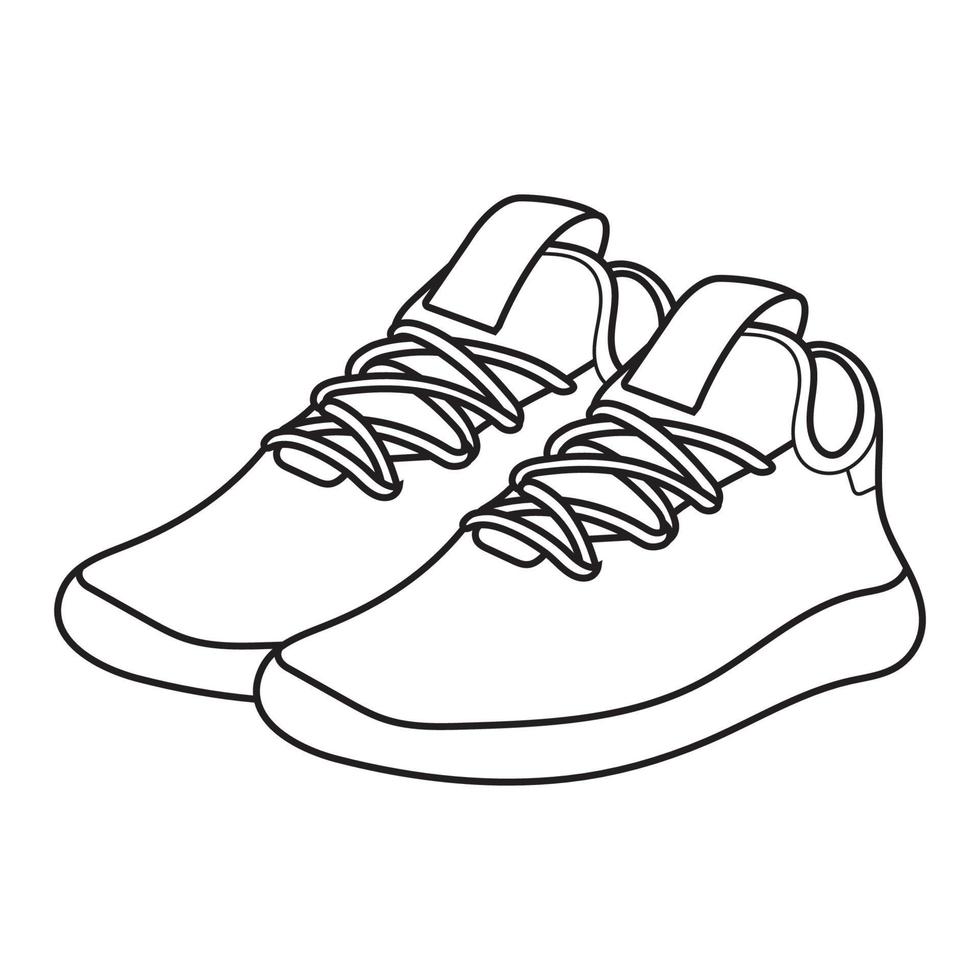 Hand Drawn  sneaker outline. drawing vector, black line sneaker. vector Illustration.