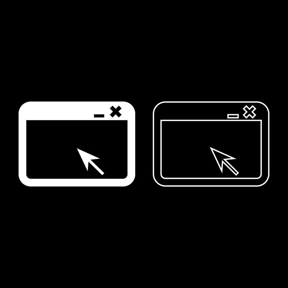 Window application with arrow Browser concept web page icon outline set white color vector illustration flat style image