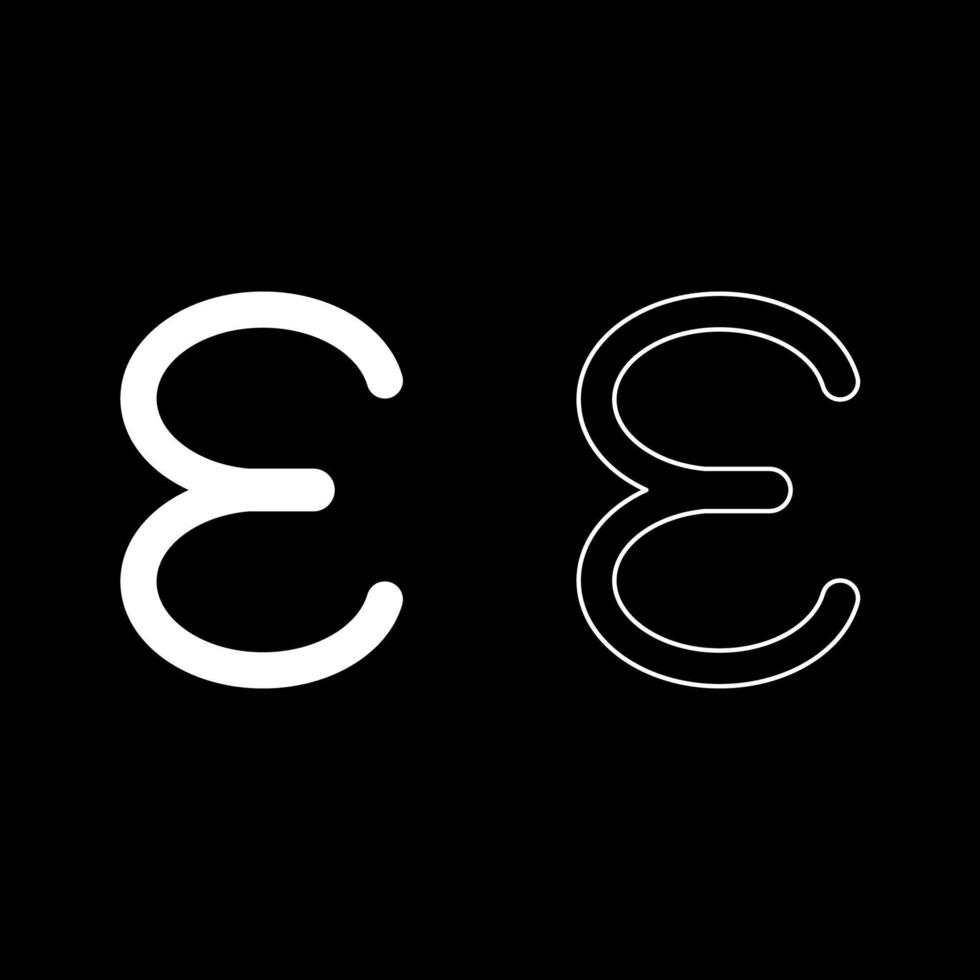 Epsilon greek symbol small letter lowercase font icon outline set white color vector illustration flat style image