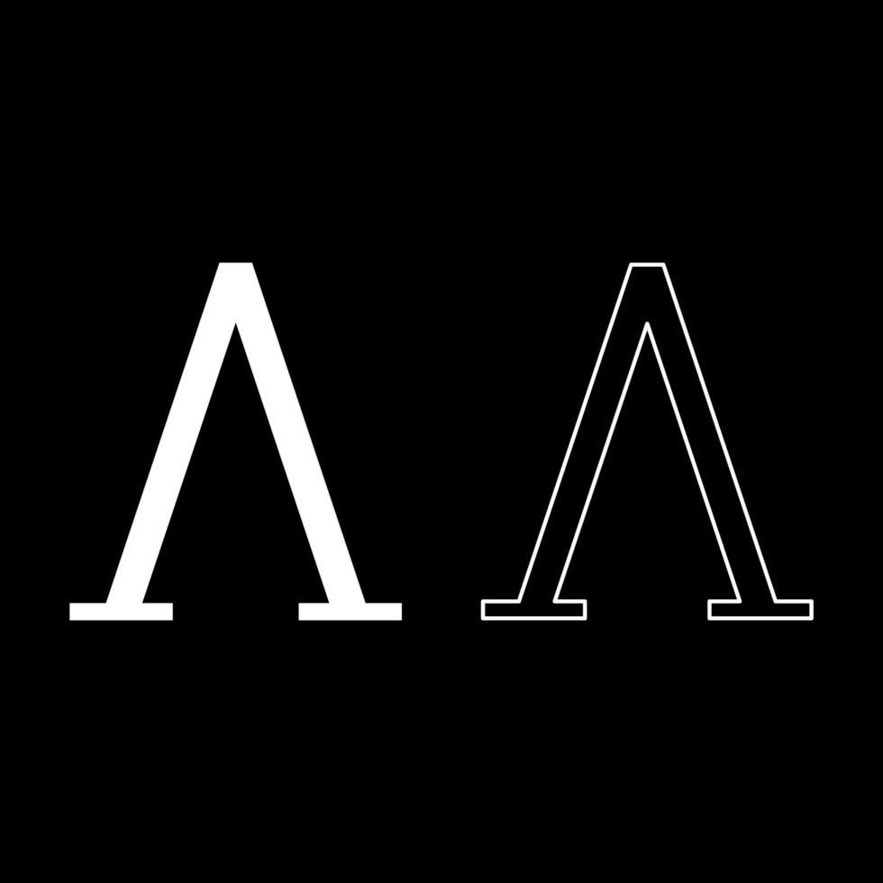 Lambda greek symbol capital letter uppercase font icon outline set white color vector illustration flat style image