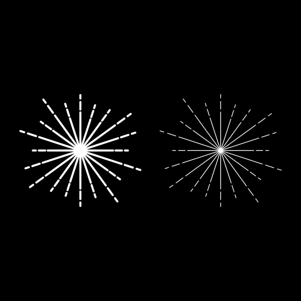 Sunburst Fireworks rays Radial ray Beam lines Sparkle Glaze Flare Starburst concentric radiance lines icon outline set white color vector illustration flat style image