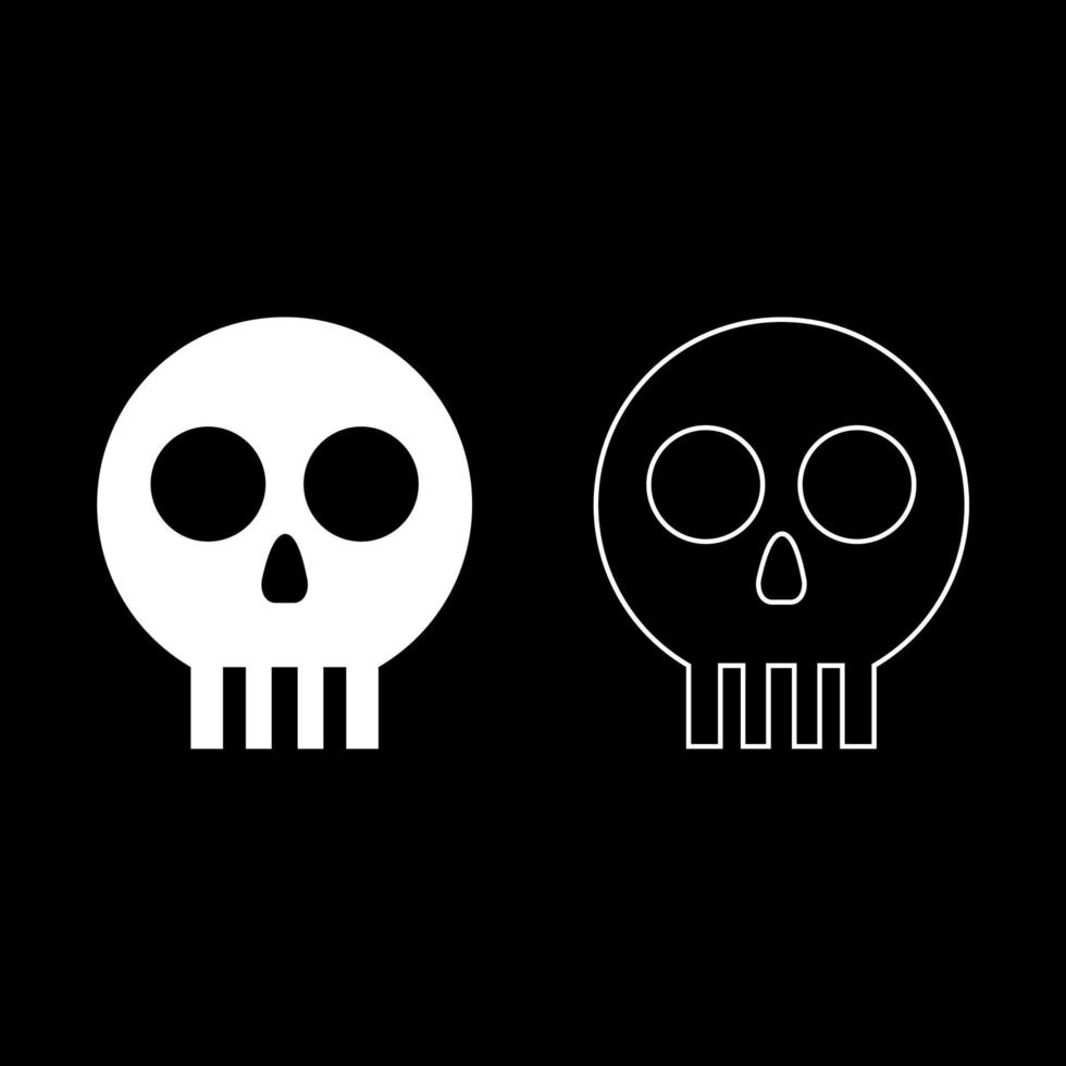 Human skull Cranium icon outline set white color vector illustration flat style image