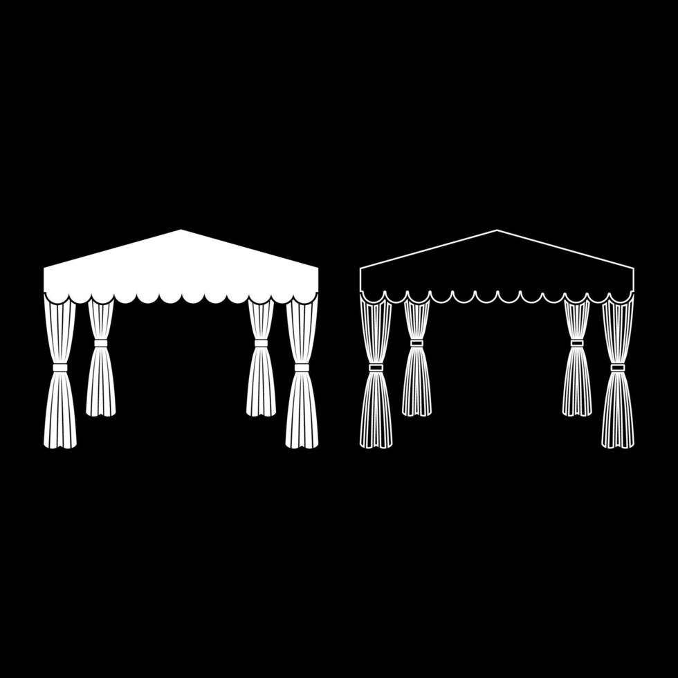 marquesina pop-up carpa pabellón comercial toldo para descanso marquesina chuppah icono esquema conjunto color blanco vector ilustración estilo plano imagen