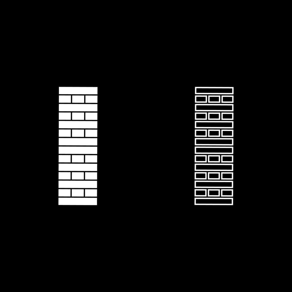 bloques de pilares de ladrillo en la pila juego de jenga para el hogar adultos y niños juegos de mesa de ocio conjunto de iconos de bloque de madera color blanco ilustración vectorial imagen de estilo plano vector