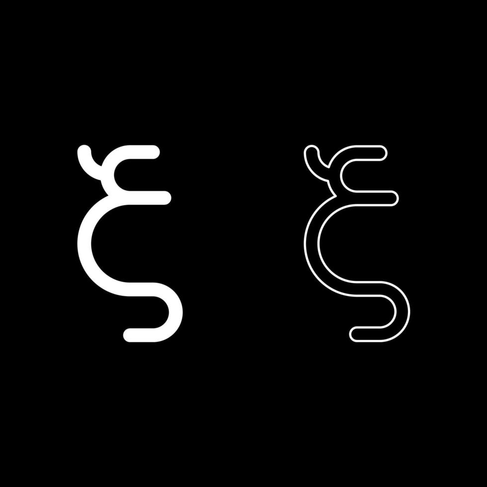 Ksi greek symbol small letter lowercase font icon outline set white color vector illustration flat style image