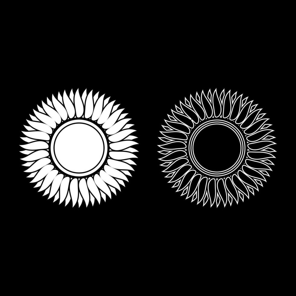 Sunflower flower Sun icon outline set white color vector illustration flat style image