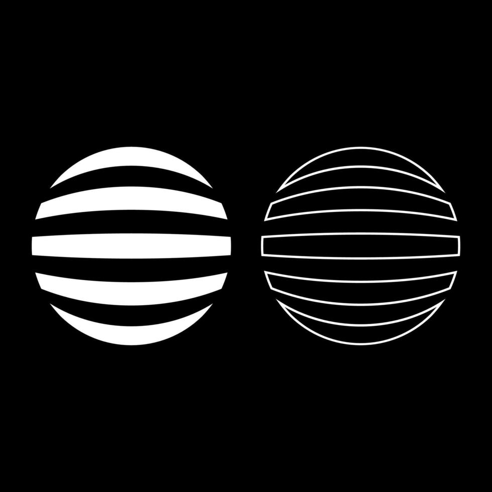 Striped sphere Concept globe Abstract ball icon outline set white color vector illustration flat style image