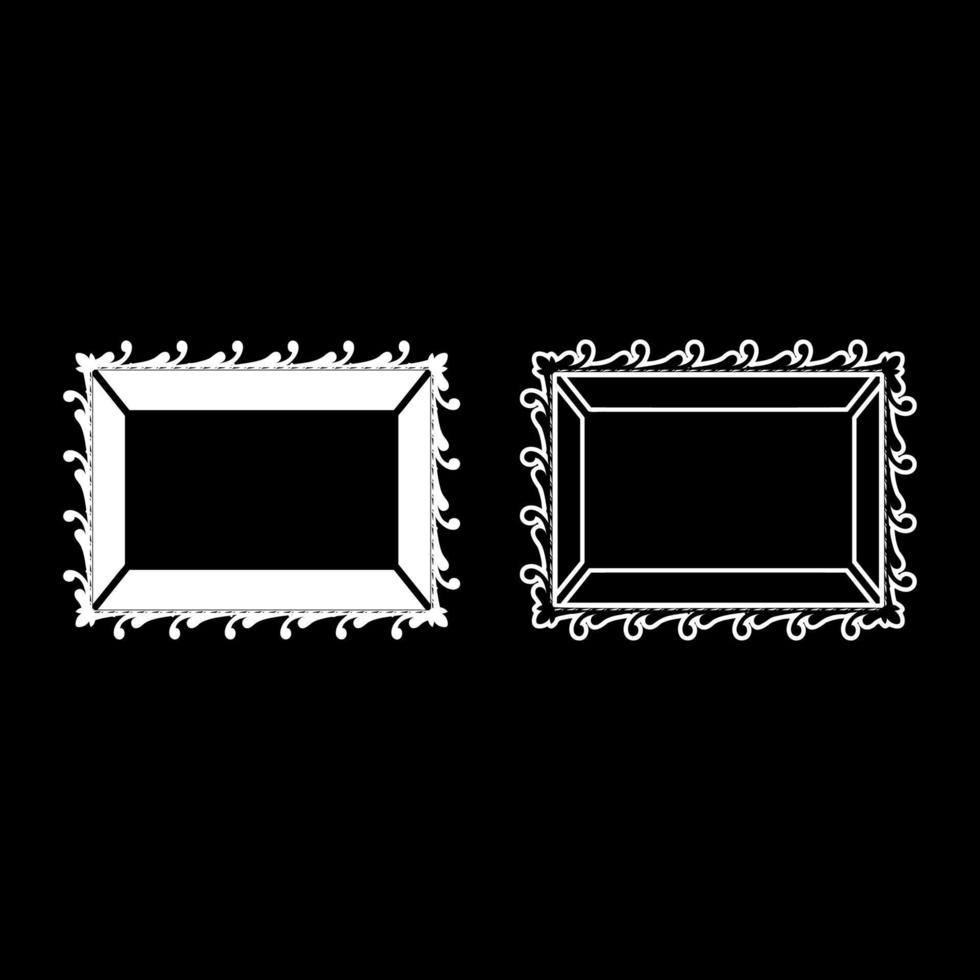 Picture frame icon outline set white color vector illustration flat style image