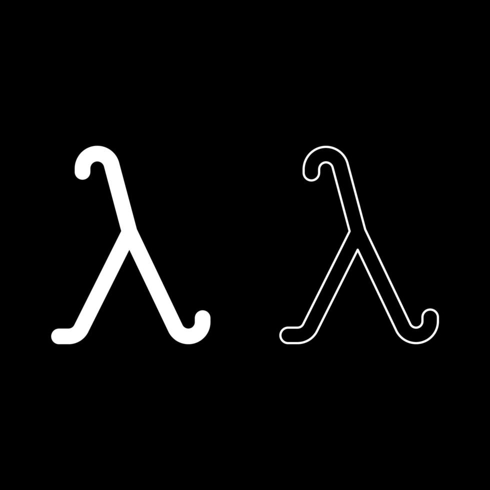 Lambda greek symbol small letter lowercase font icon outline set white color vector illustration flat style image