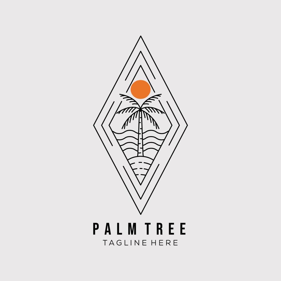 paradise palm tree line art logo vector illustration design