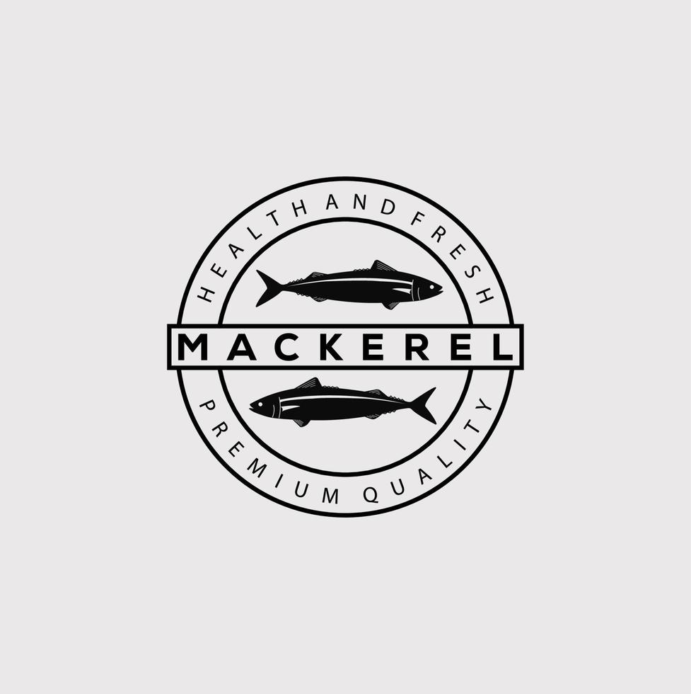 silhouette mackerel fish logo vector illustration design. seafood label symbol
