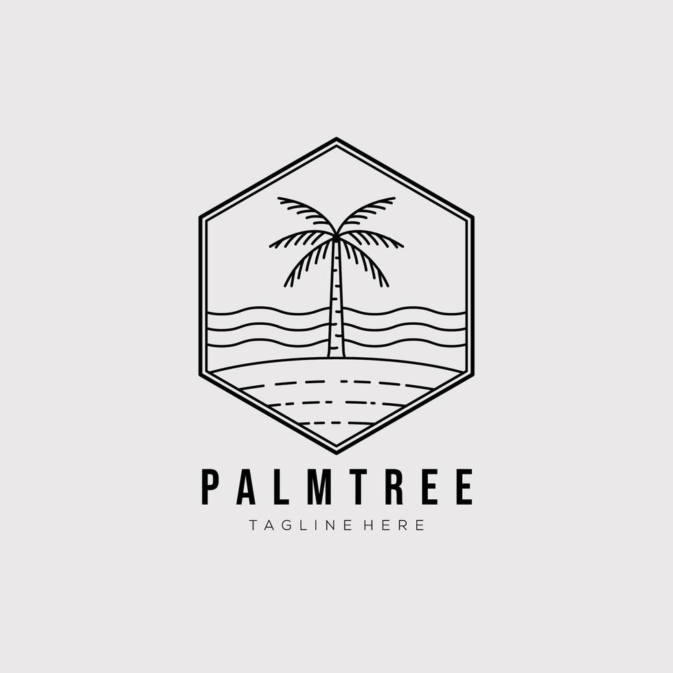 palm tree line art logo vector illustration design. palm tree outline emblem. coconut tree icon