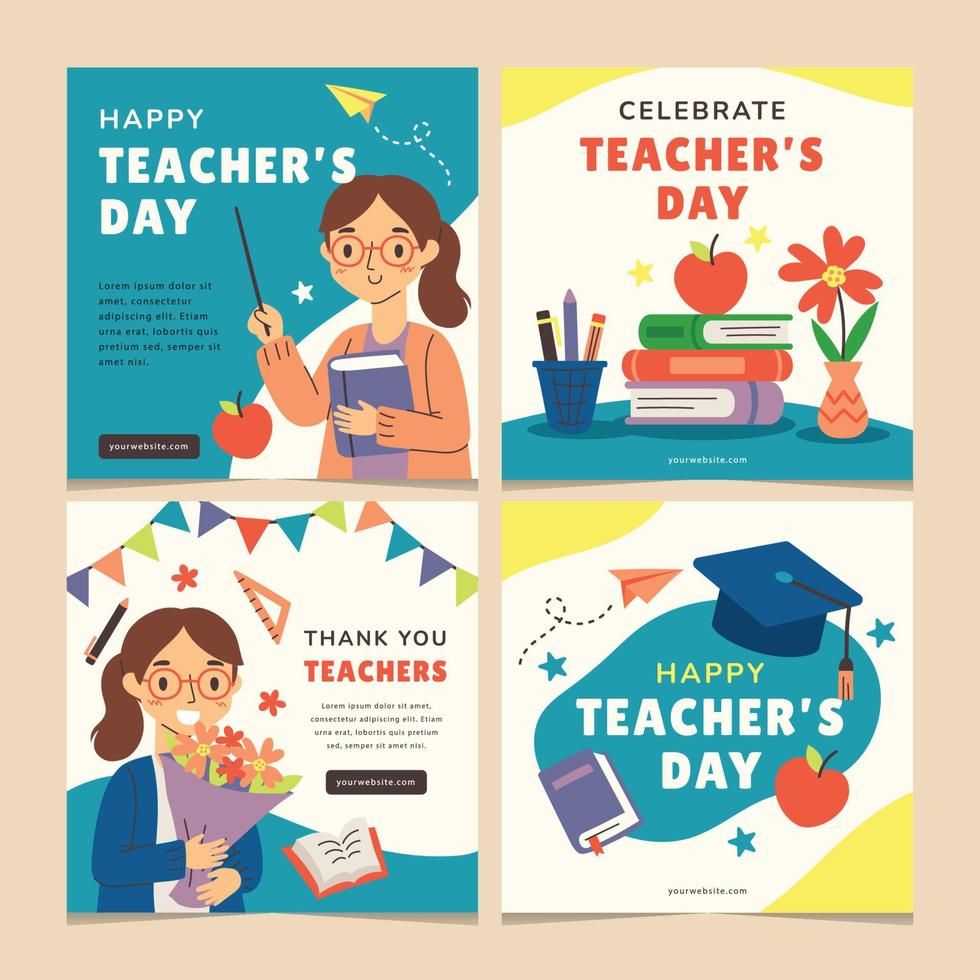 Celebrate Teacher's Day Instagram Post vector