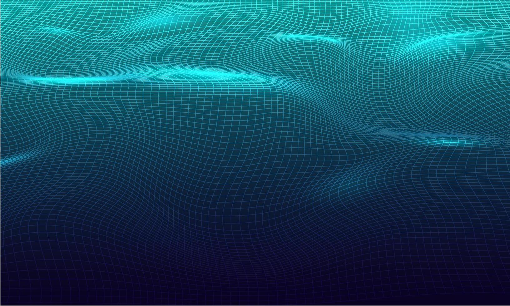 concepto de fondo de onda digital de tecnología. hermoso movimiento que agita la textura de los puntos con partículas desenfocadas brillantes. fondo de tecnología. vector