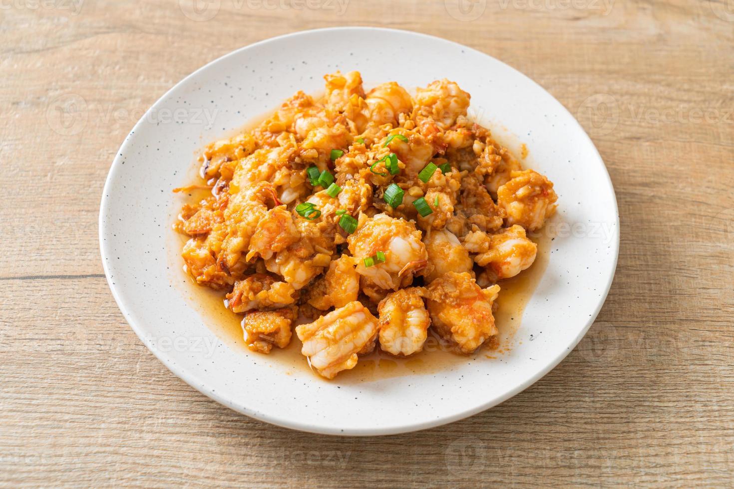 stir-fried shrimps with garlic and shrimps paste photo