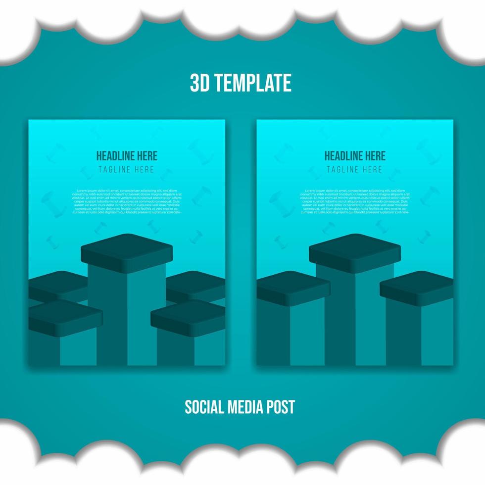 3d social media post podium template suitable for blue color product display vector