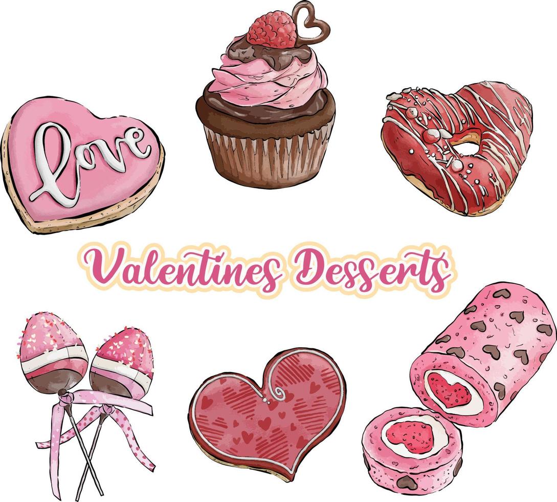 Valentines Desserts Elements vector