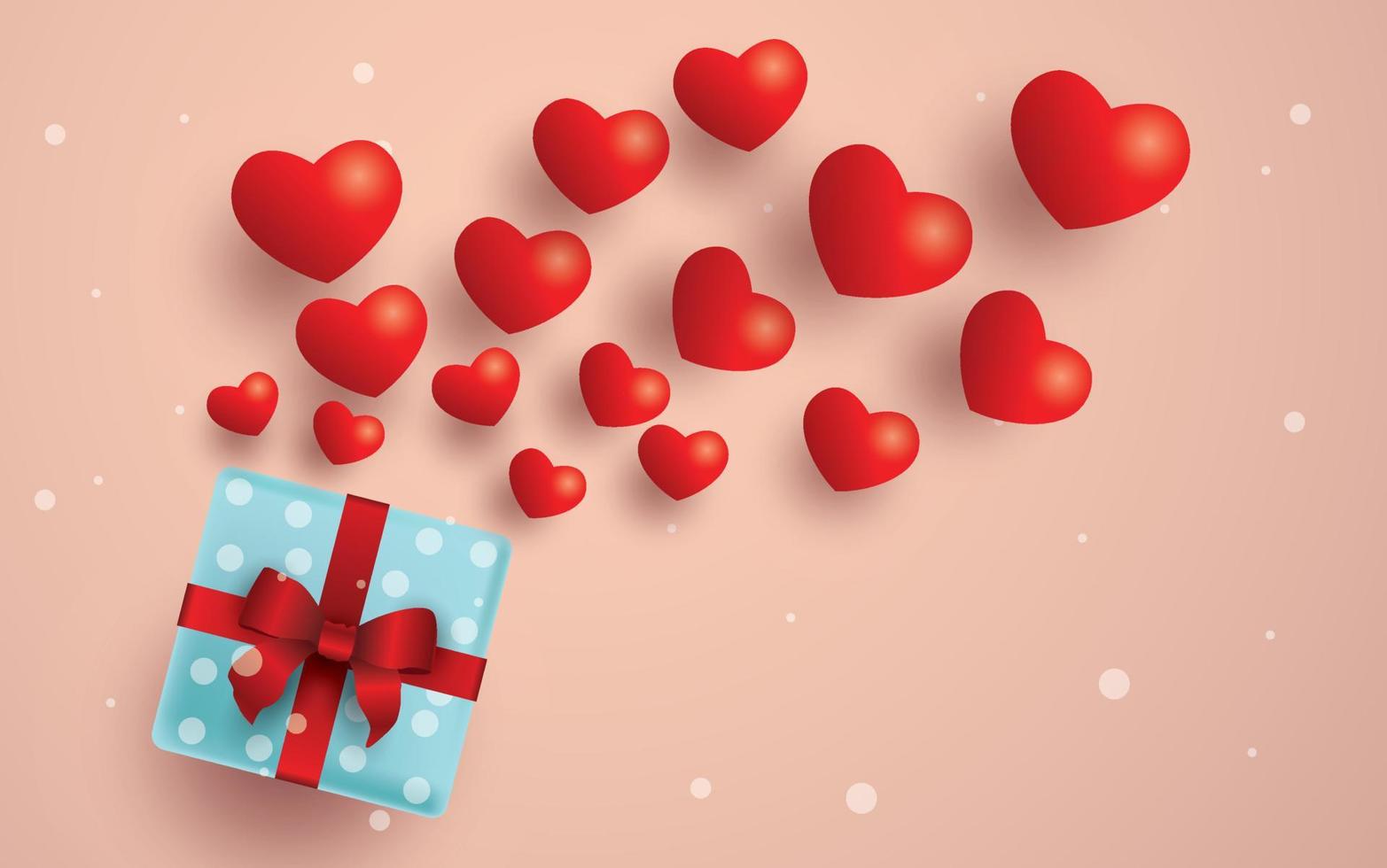 feliz día de san valentín, caja de regalo y fondo de corazones, diseño vectorial vector