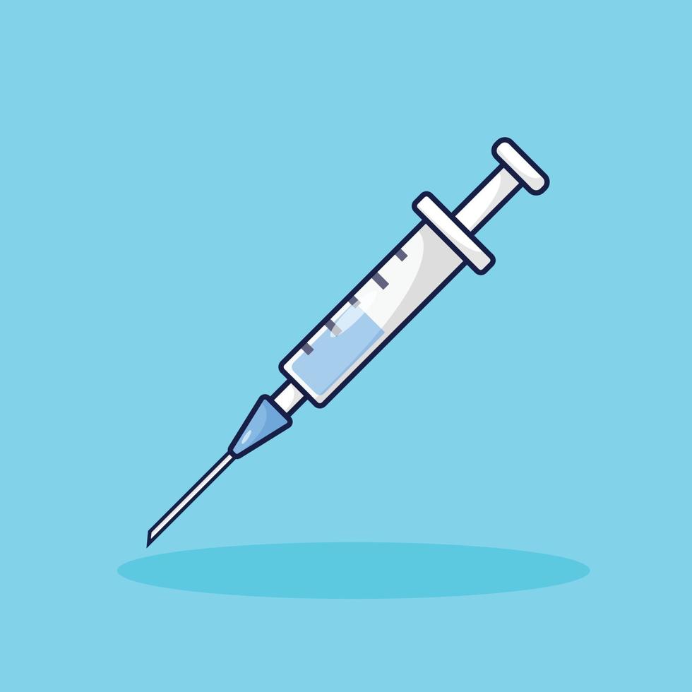 Syringe Vector Illustration. Object. Medical Tools. Flat Cartoon Style Suitable for Icon, Web Landing Page, Banner, Flyer, Sticker, Card, Background, T-Shirt, Clip-art