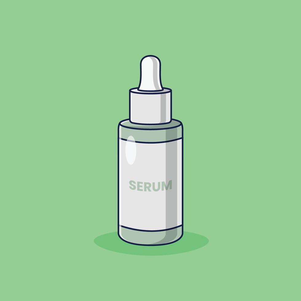 Serum Bottle Flat Vector Illustration Icon On Green Background for web, landing page, sticker, banner, card, clip-art