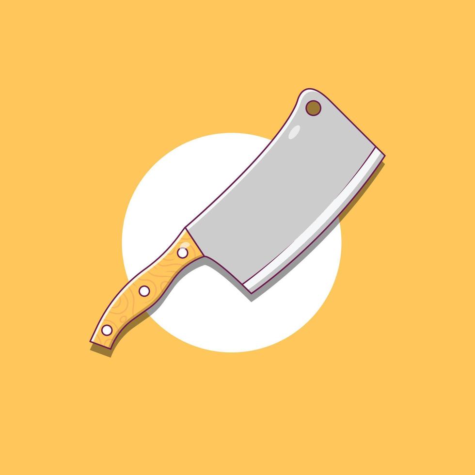 Butcher Knife Vector Illustration. Meat Cutter. Kitchen Utensil. Flat Cartoon Style Suitable for Icon, Web Landing Page, Banner, Flyer, Sticker, Card, Background, T-Shirt, Clip-art