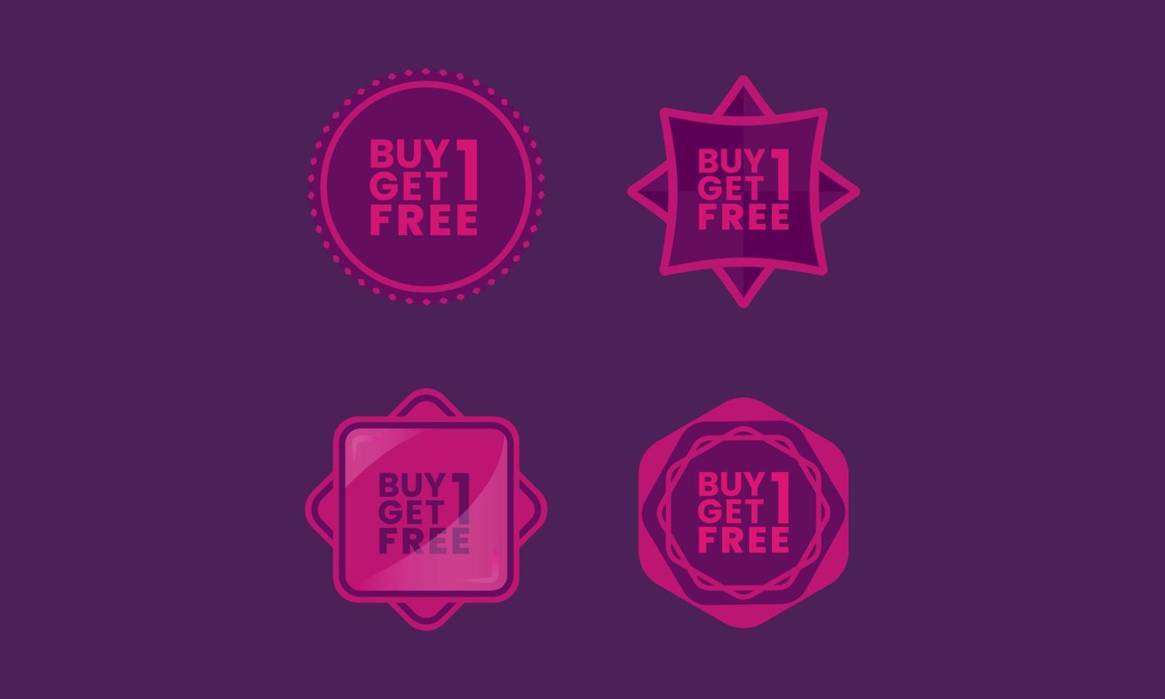 Buy 1 Get 1 Free Badge Vector Illustration. Advertisement. Flat Cartoon Style Suitable for Web Landing Page, Banner, Flyer, Sticker, Card, Background, T-Shirt, Clip-art