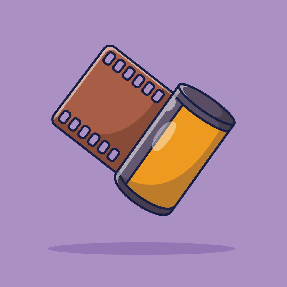 Roll Film Flat Vector Illustration Icon On Purple Background for web ...