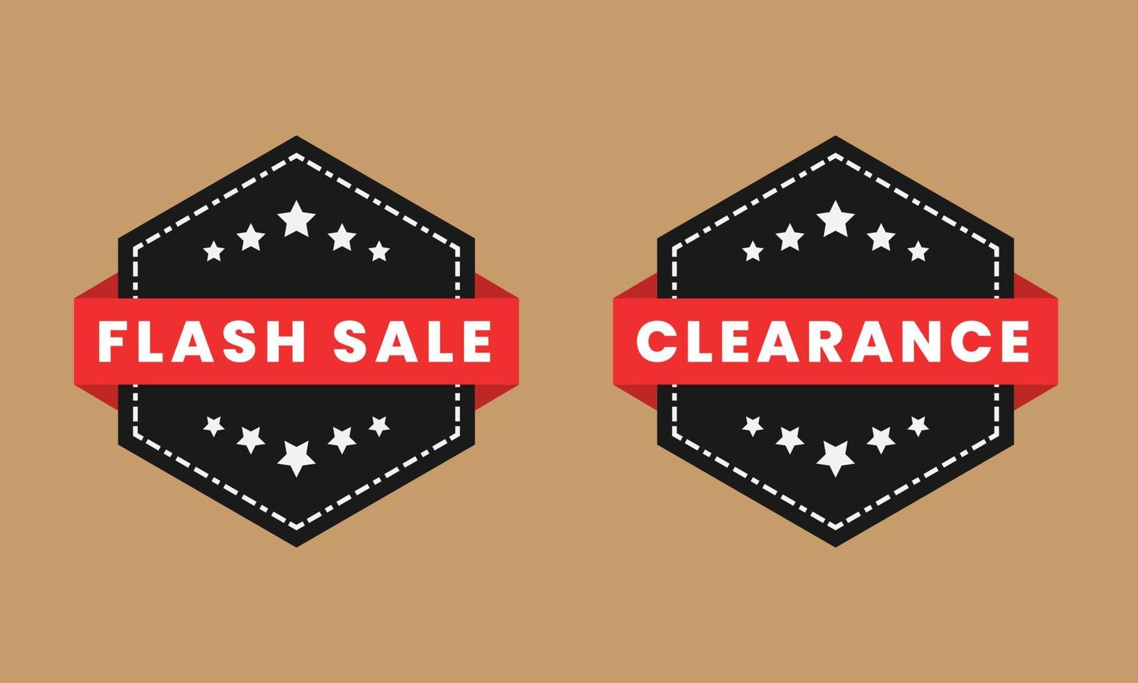 Flash and Clearance Sale Badge Stamp with Ribbon in Vintage Style, EPS 10 Vector Isolated