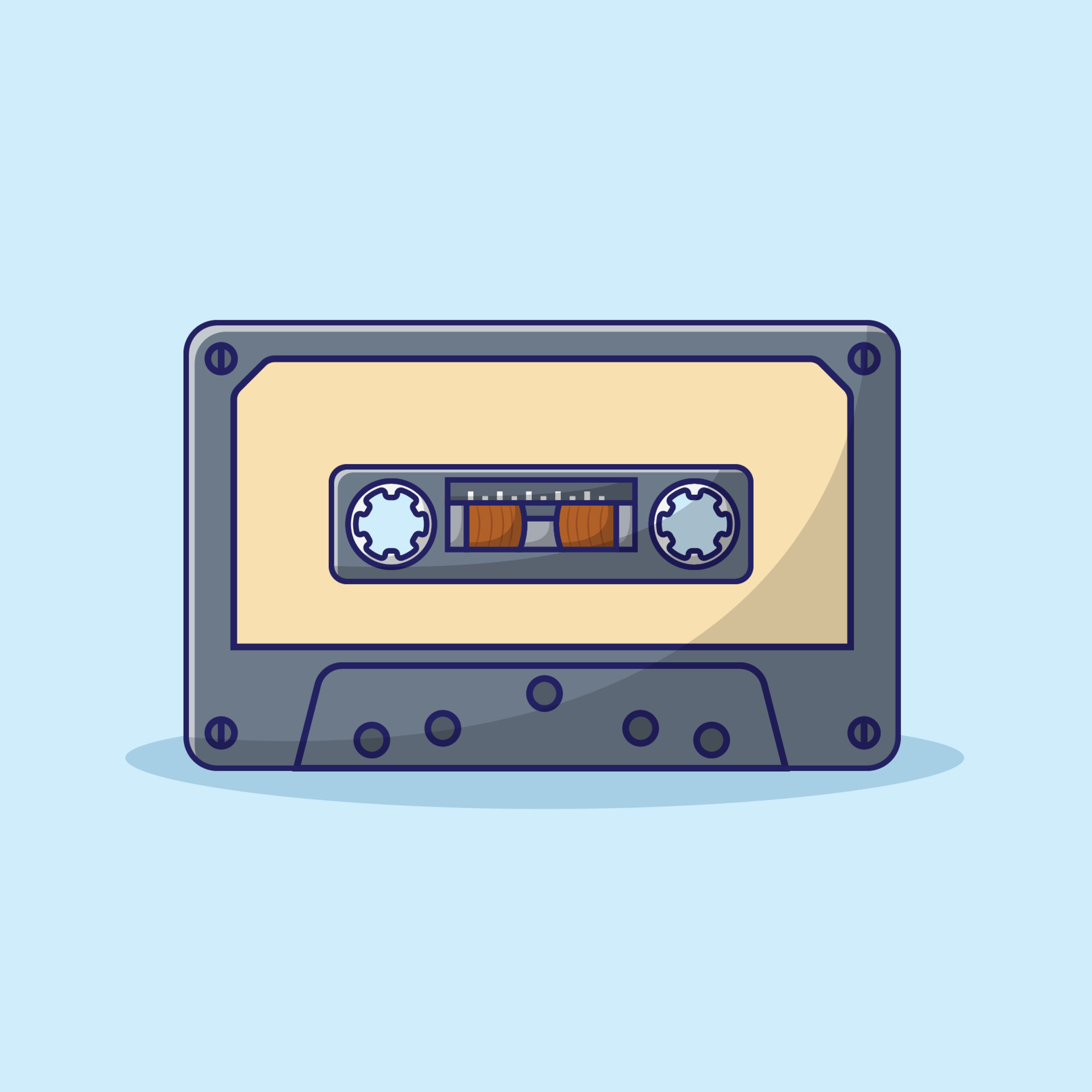 Cassette Tape Vector Illustration. Audio Recorder. Vintage Item. Flat Cartoon Style Suitable for